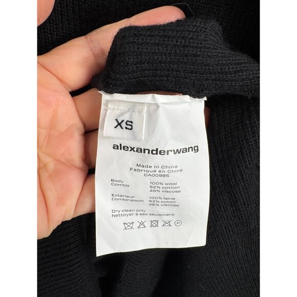 Alexander Wang Wool hooded knit sweater black preppy chic money sz XS - Picture 4 of 6